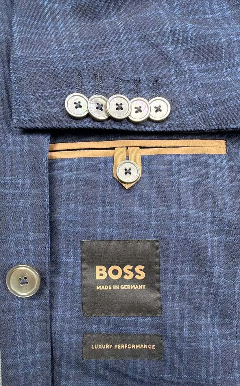 BOSS Hugo Boss T-Heston-224 Luxury Performance Blue Plaid Sport Coat